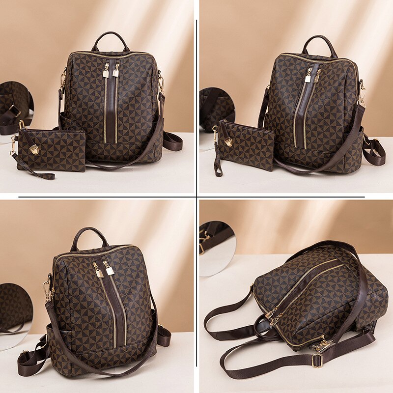 Penélope - Bolsa Mochila Feminina de Couro + Carteira brinde